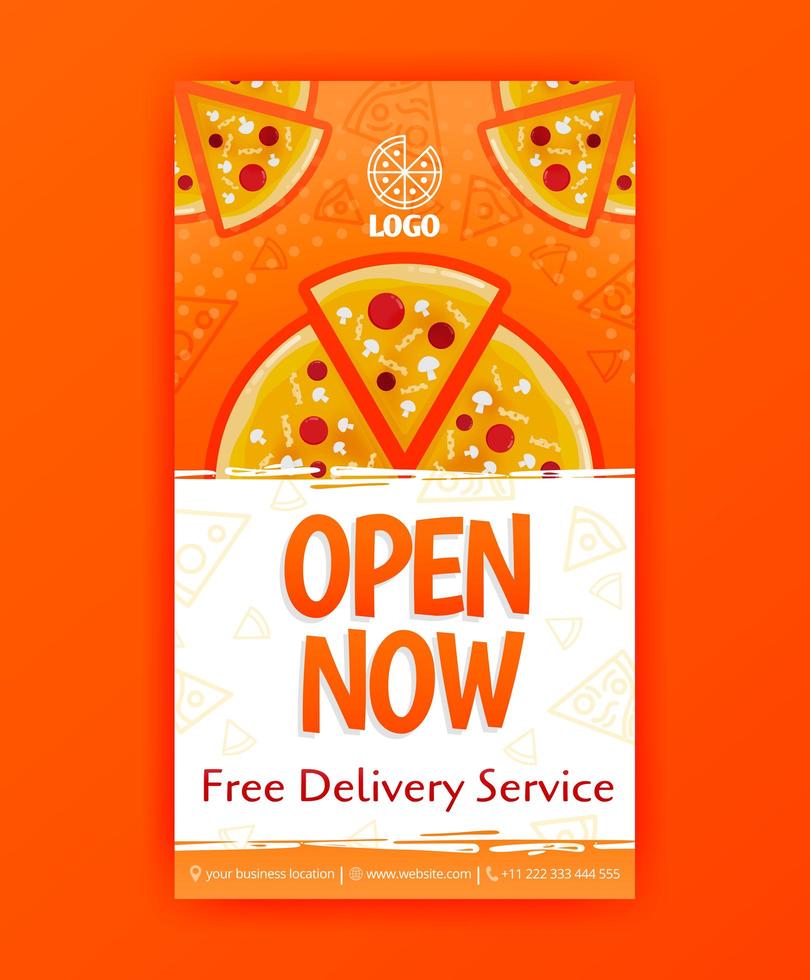 poster template of fast pizza free delivery for social media stories post and ads banner vector