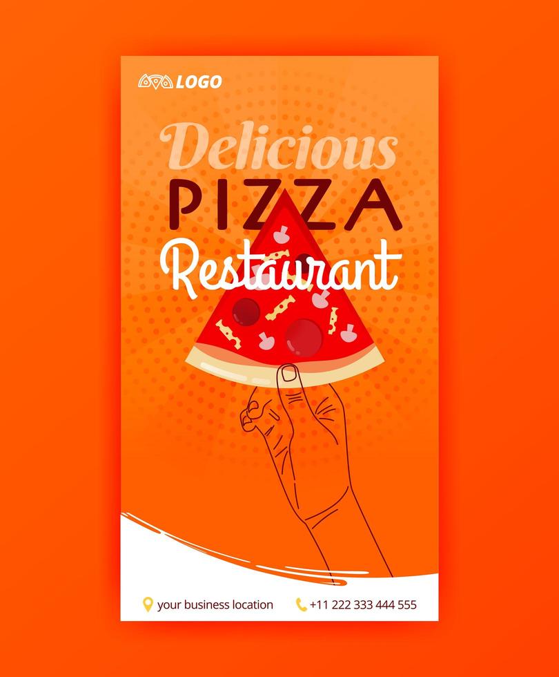 Plantilla de póster de entrega gratuita de pizza rápida para publicaciones de historias de redes sociales y banner de anuncios vector