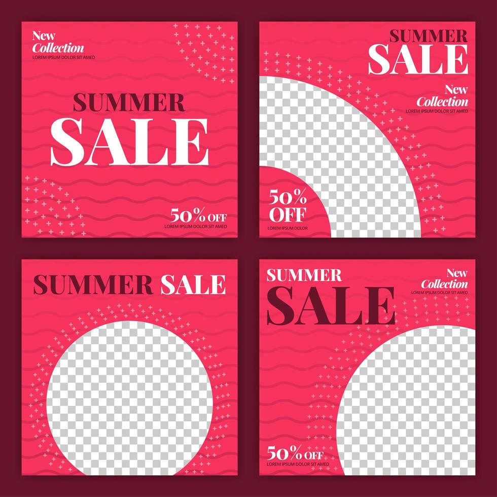 social media post for summer sale in June. new normal sale in summer season ads and promotions. social media marketing during a pandemic. the design can be used for website, post, stories and feed vector