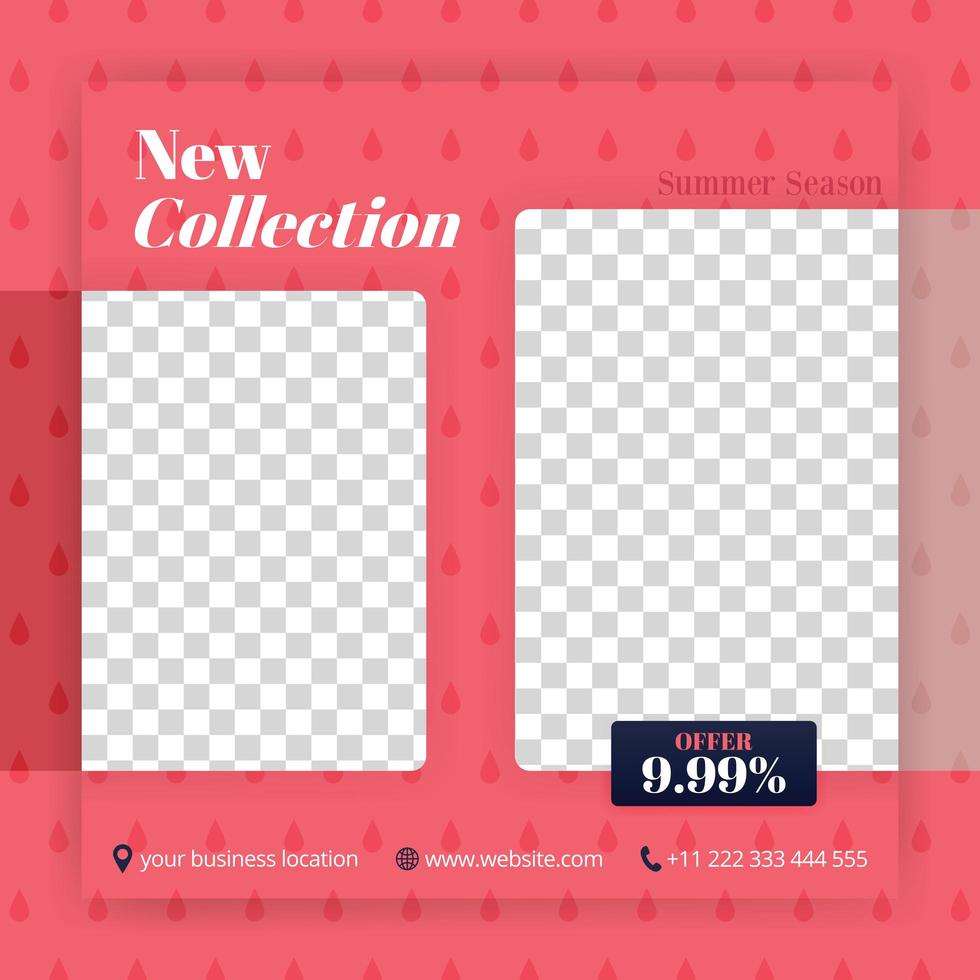Collection and offer of new fashions in social media post. Can be used for website ads, landing page, media brochure, business poster, online media promo, print banner, apps, store and retail vector