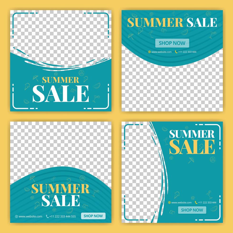 social media post for summer sale in June. new normal sale in summer season ads and promotions. social media marketing during a pandemic. the design can be used for website, post, stories and feed vector