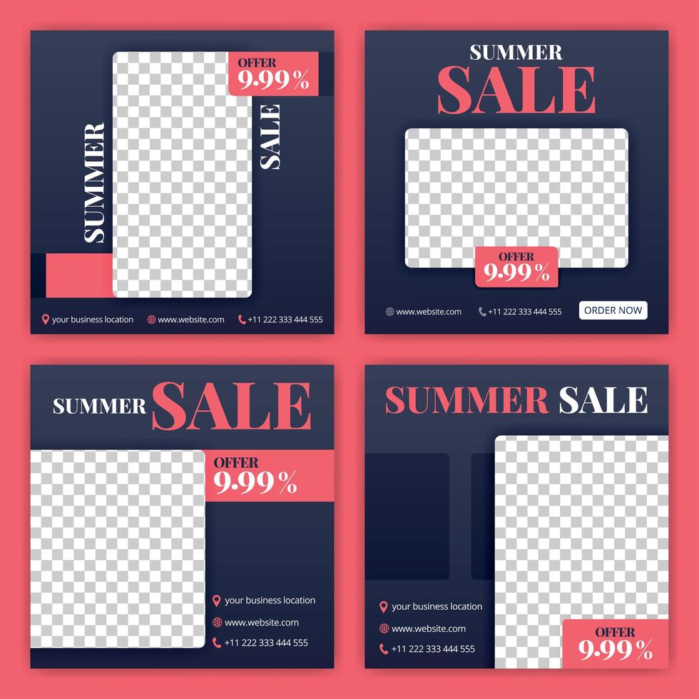 social media post for summer sale in June. new normal sale in summer season ads and promotions. social media marketing during a pandemic. the design can be used for website, post, stories and feed vector