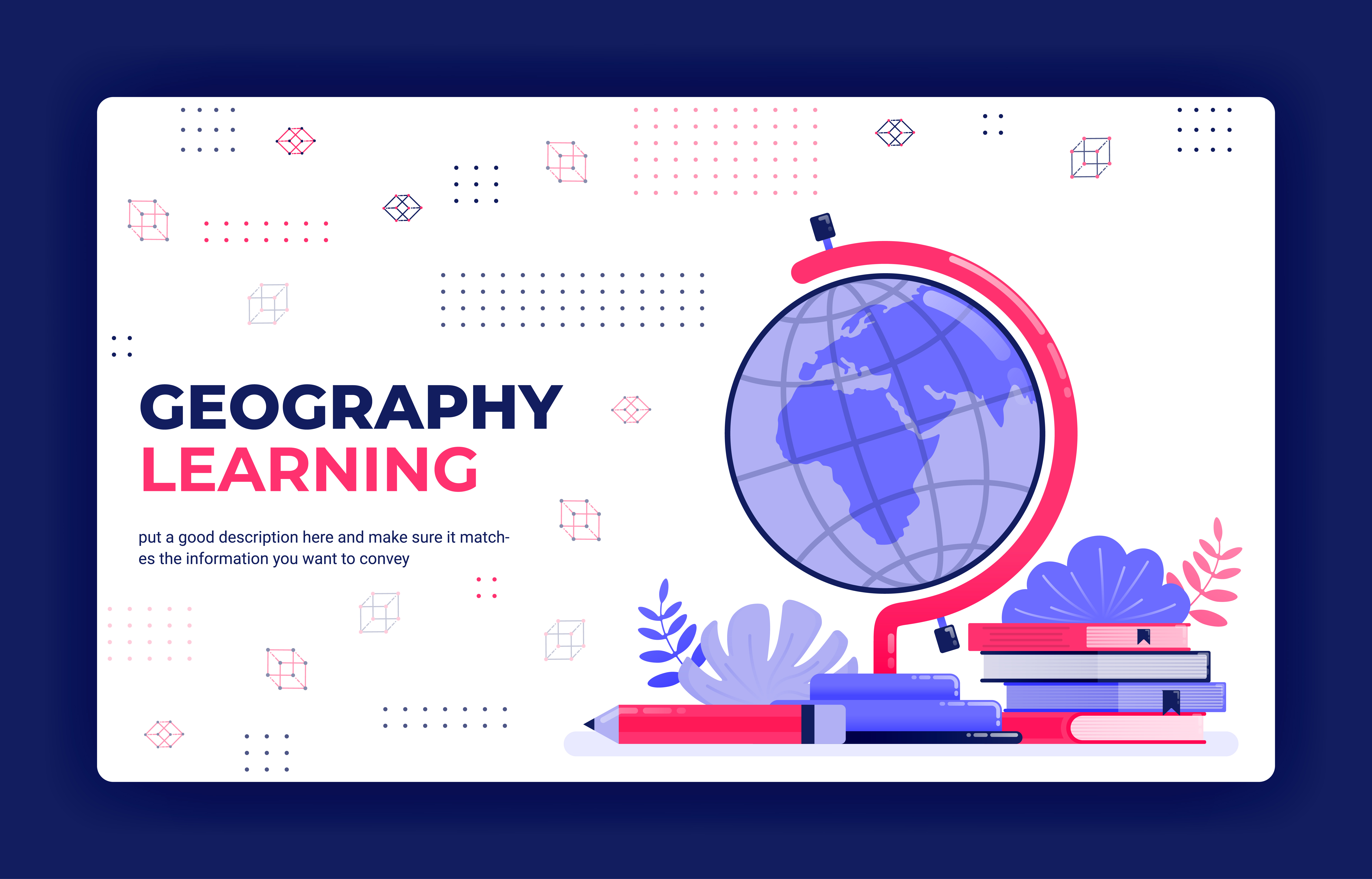 Landing page vector illustration of geography learning. Cartography for