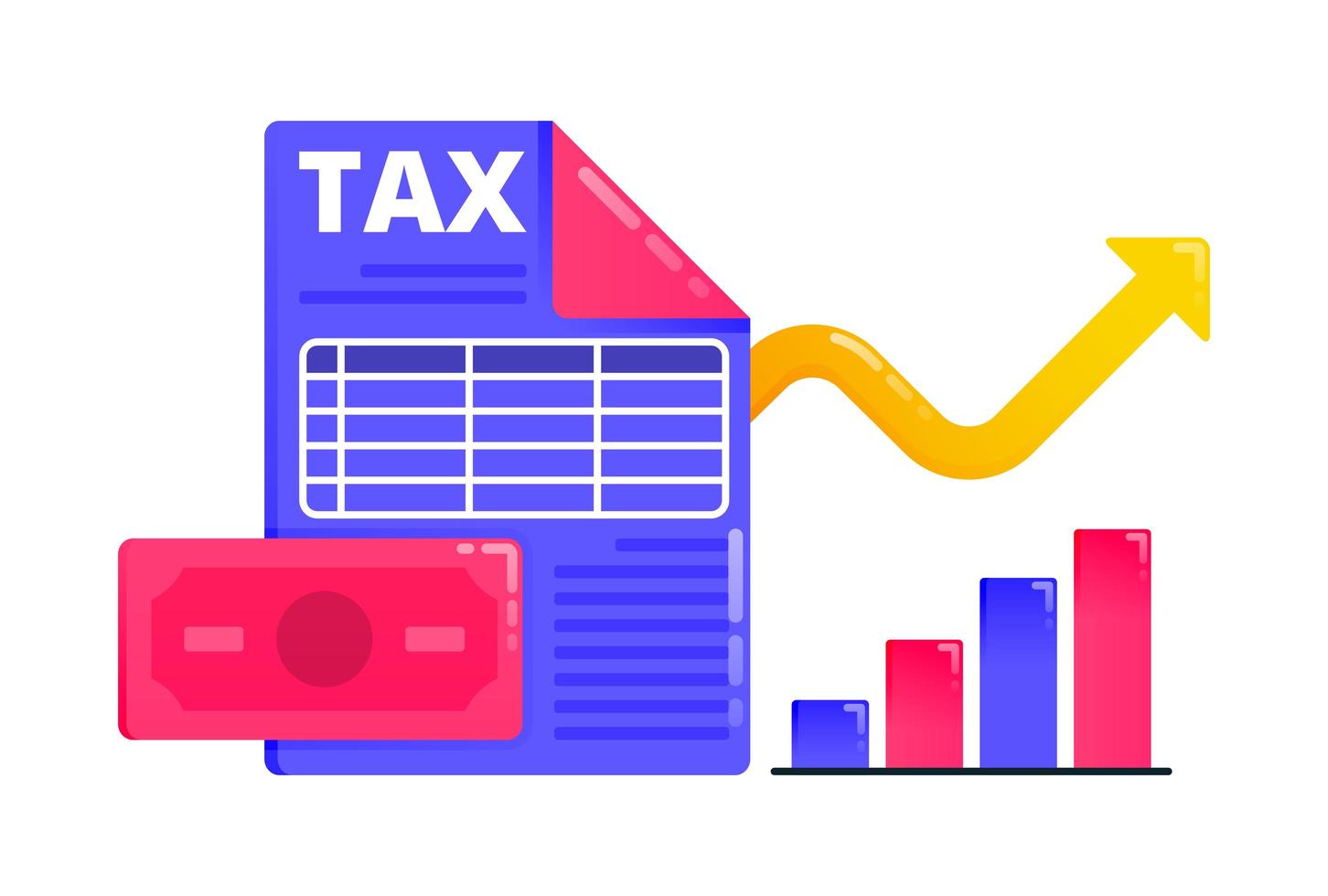 Design for increase economic and tax revenue, tax reporting and financial income. Can also be used for business, icon design, and graphic elements vector