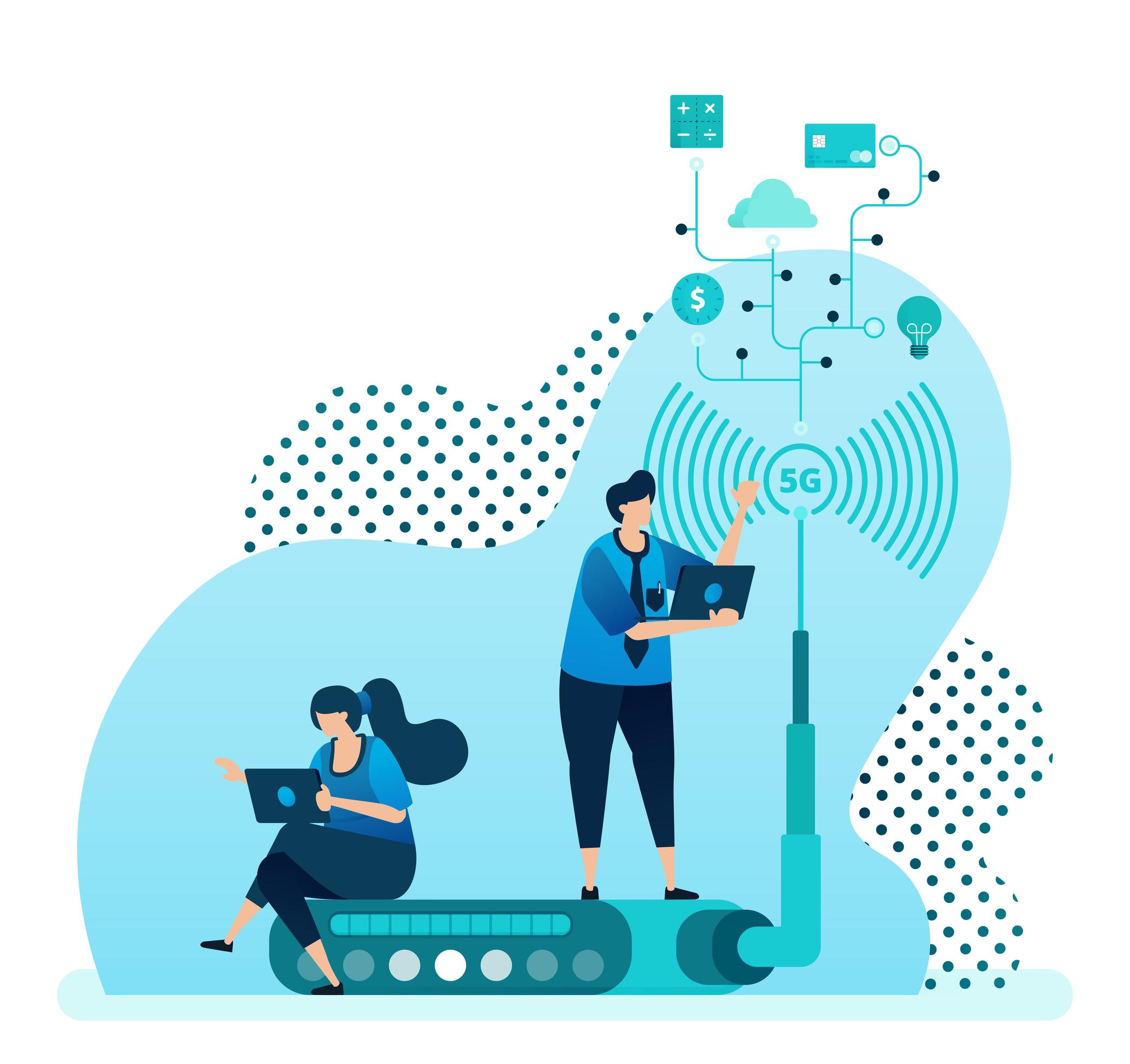 Vector illustration for 5g router and technology to increase network