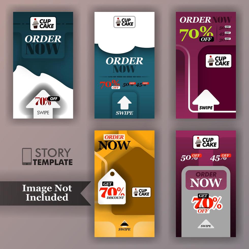 social media stories for cupcake shop vector