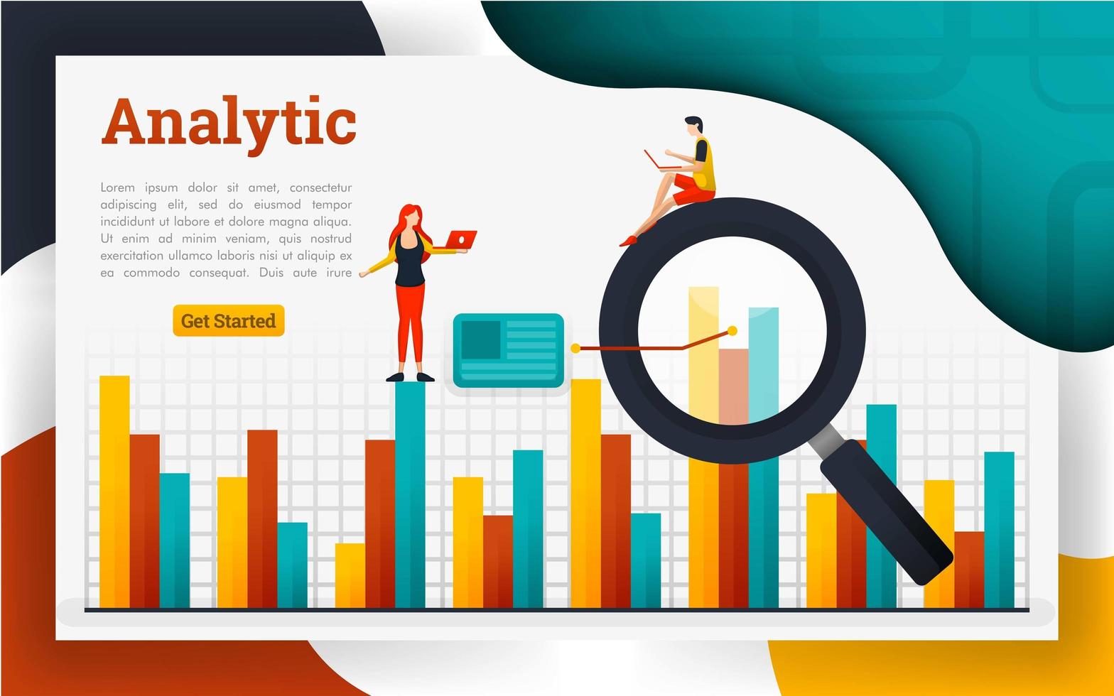 Analysis landing pages for finance and business vector