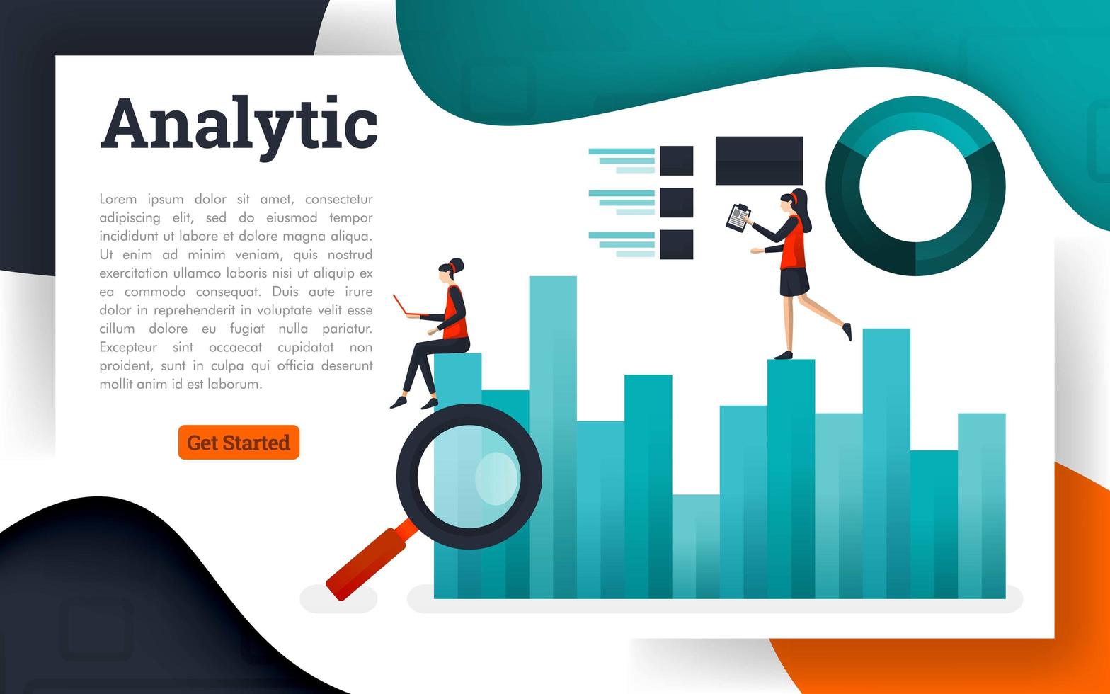 Vector illustration of Data analysis and business information research