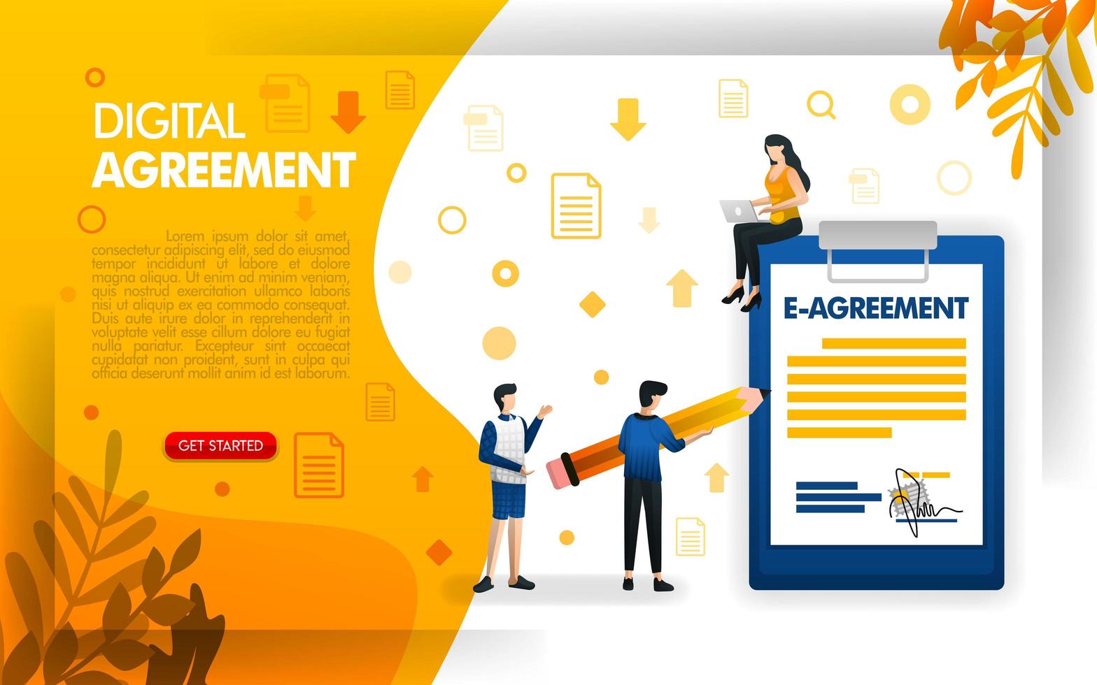 people signing agreements or contracts, digital agreements for businesses and companies, concept vector ilustration. can use for, landing page, template, ui, web, mobile app, poster, banner, flyer