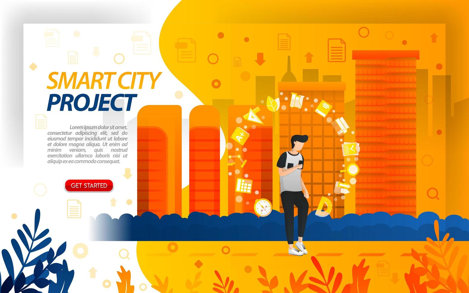 Government projects for smart city, make the city become an IoT internet of things, concept vector ilustration. can use for, landing page, template, ui, web, mobile app, poster, banner, flayer