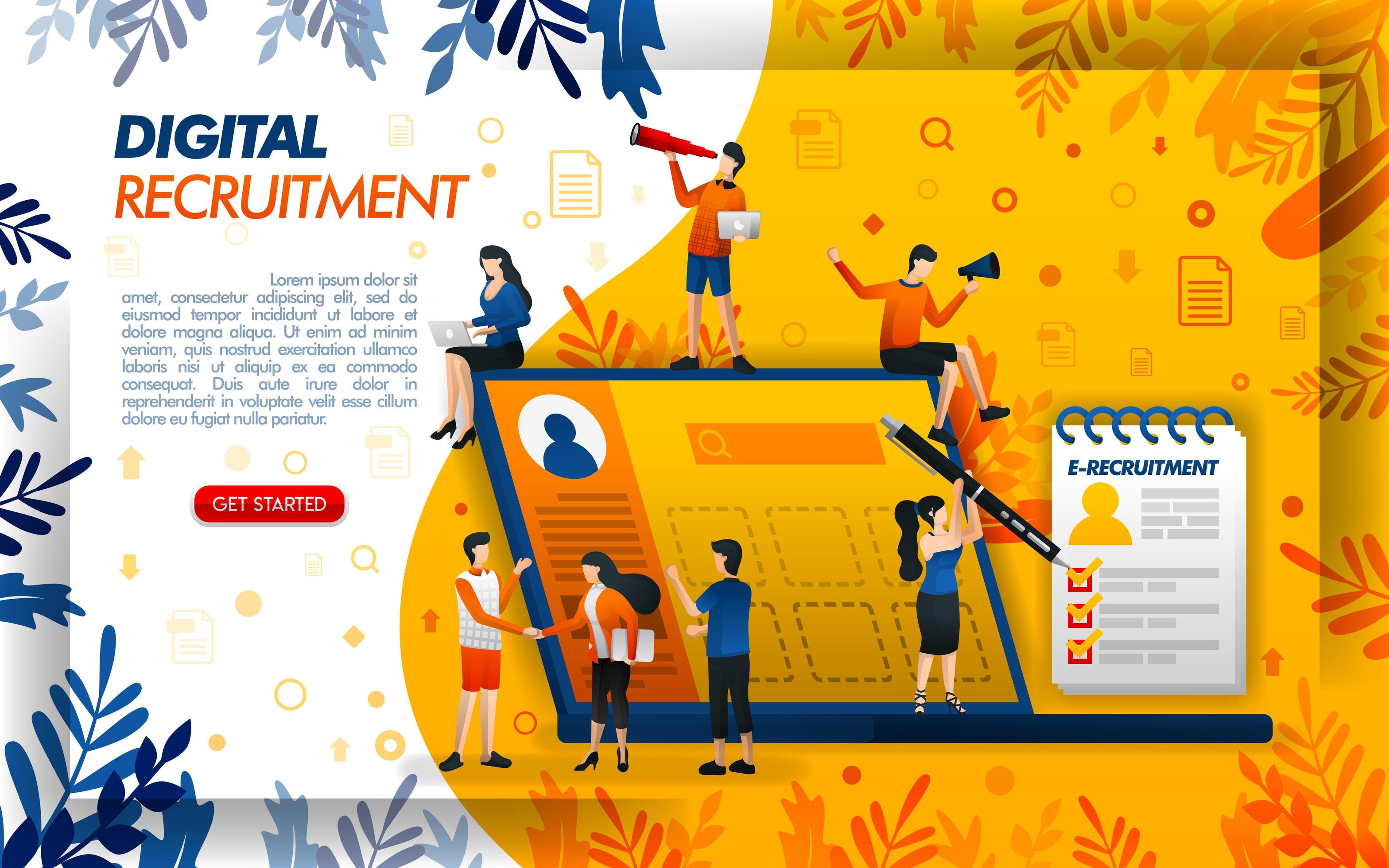 Digital online recruitment for companies and job seekers. application for HR and personnel 
