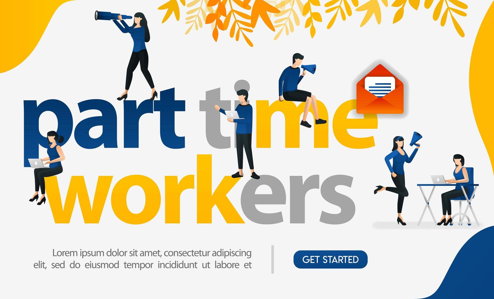 People are working freelance by writing part time workers, concept vector ilustration. can use for landing page, template, ui web, mobile app, poster, banner, flyer, background, website, advertisement