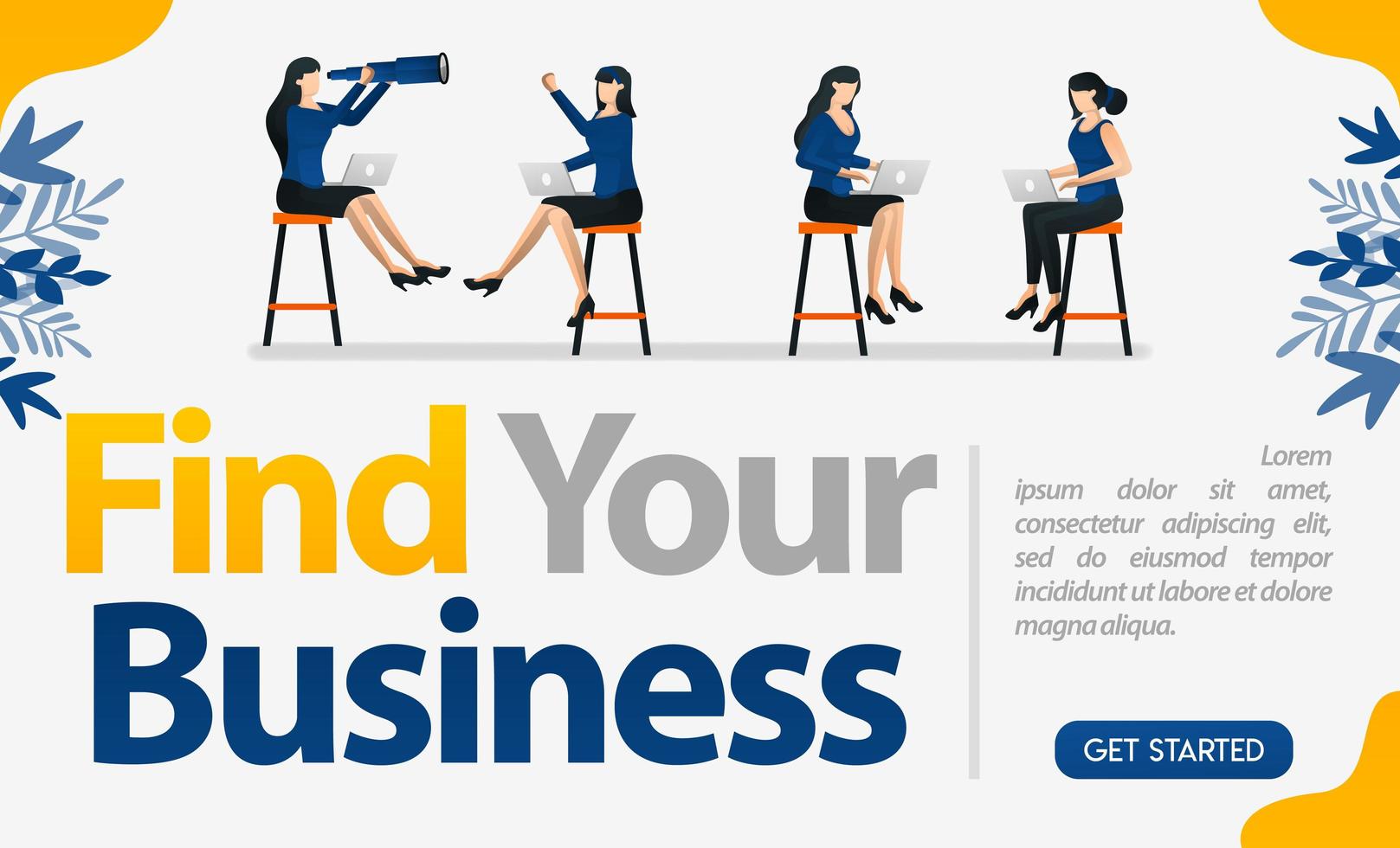 Job interviews for companies, businesses and services with the words Find Your Business, concept vector illustration. can use for landing page, template, ui, web, mobile app, poster, banner, flyer