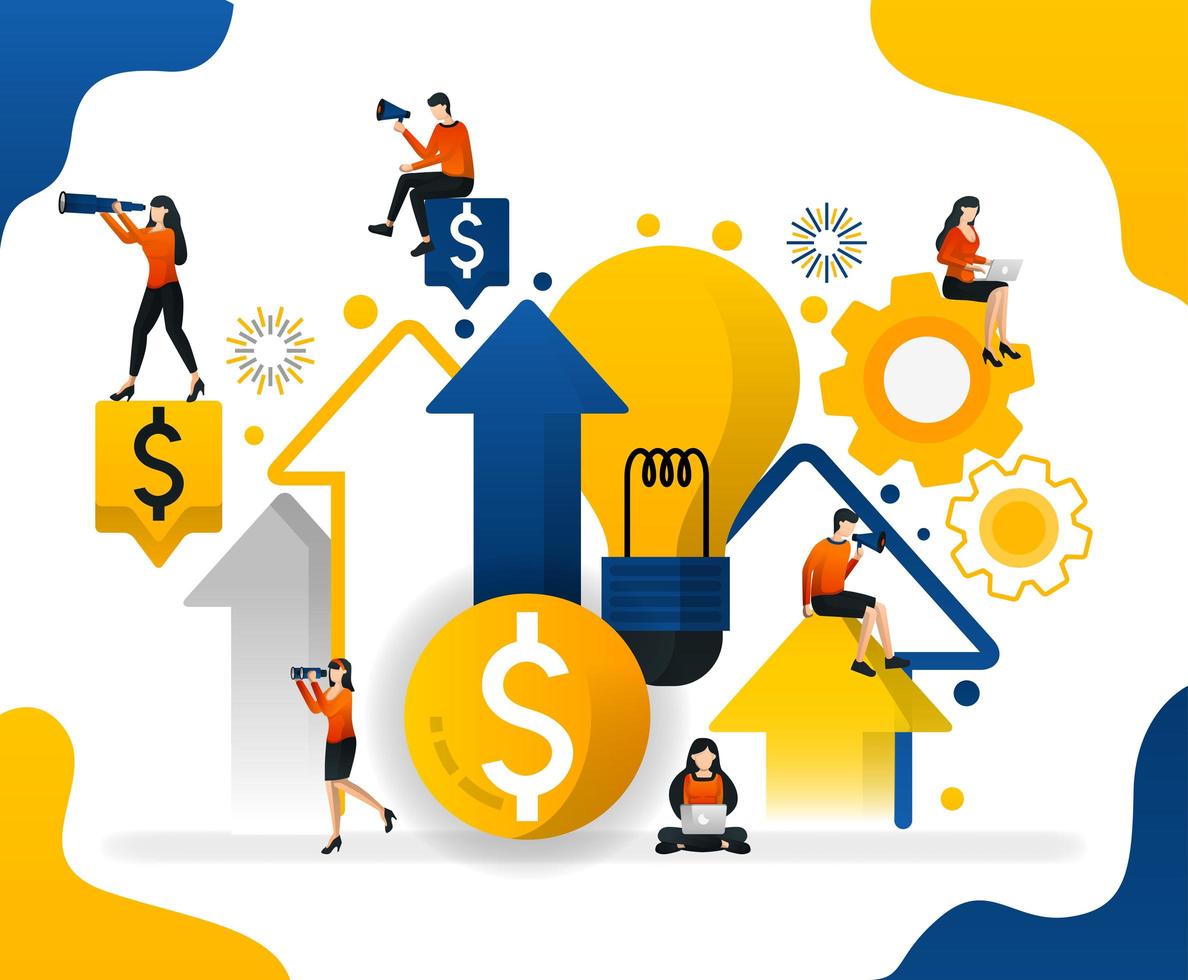 Looking for ideas in business. increase profits to get a lot of money, concept vector illustration. can use for landing page, template, ui, web, mobile app, poster, banner, flyer, background, website