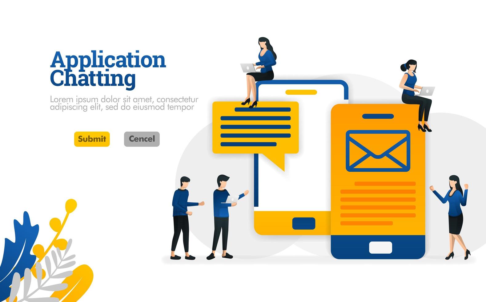 Chat and conversation applications for sending SMS and e-mail messages vector illustration concept can be use for, landing page, template, ui ux, web, mobile app, poster, banner, website