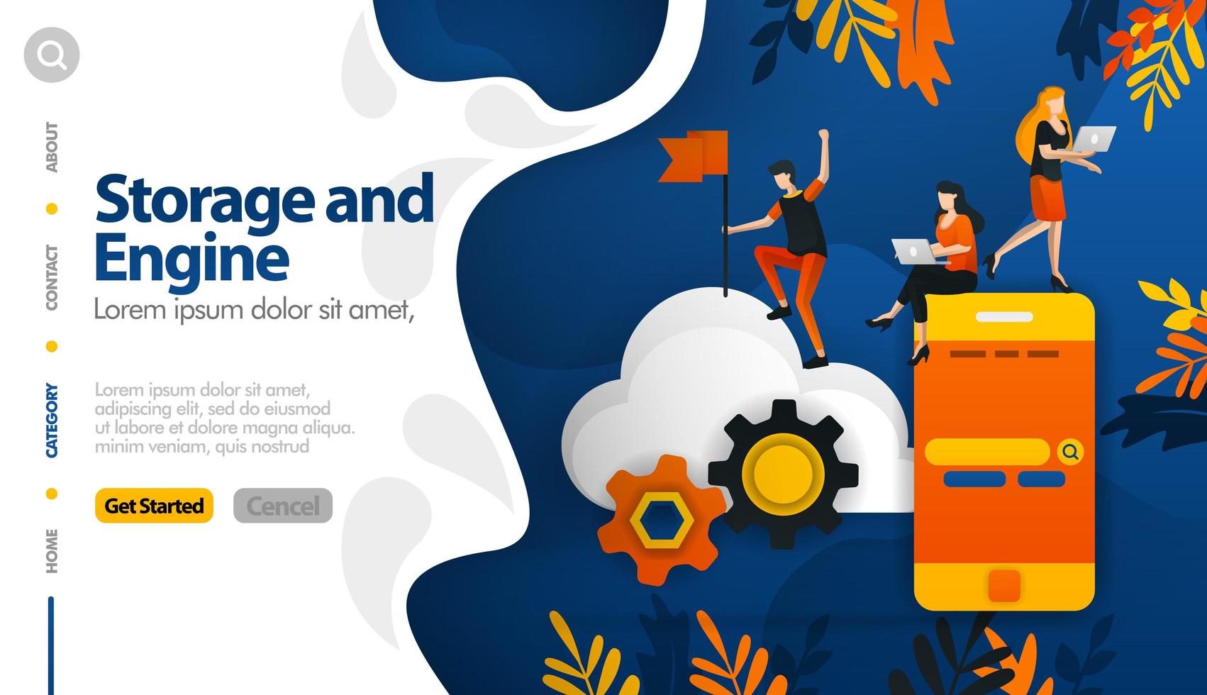 Cloud storage and machines in storage, securing the storage process vector illustration concept can be use for, landing page, template, ui ux, web, mobile app, poster, banner, website