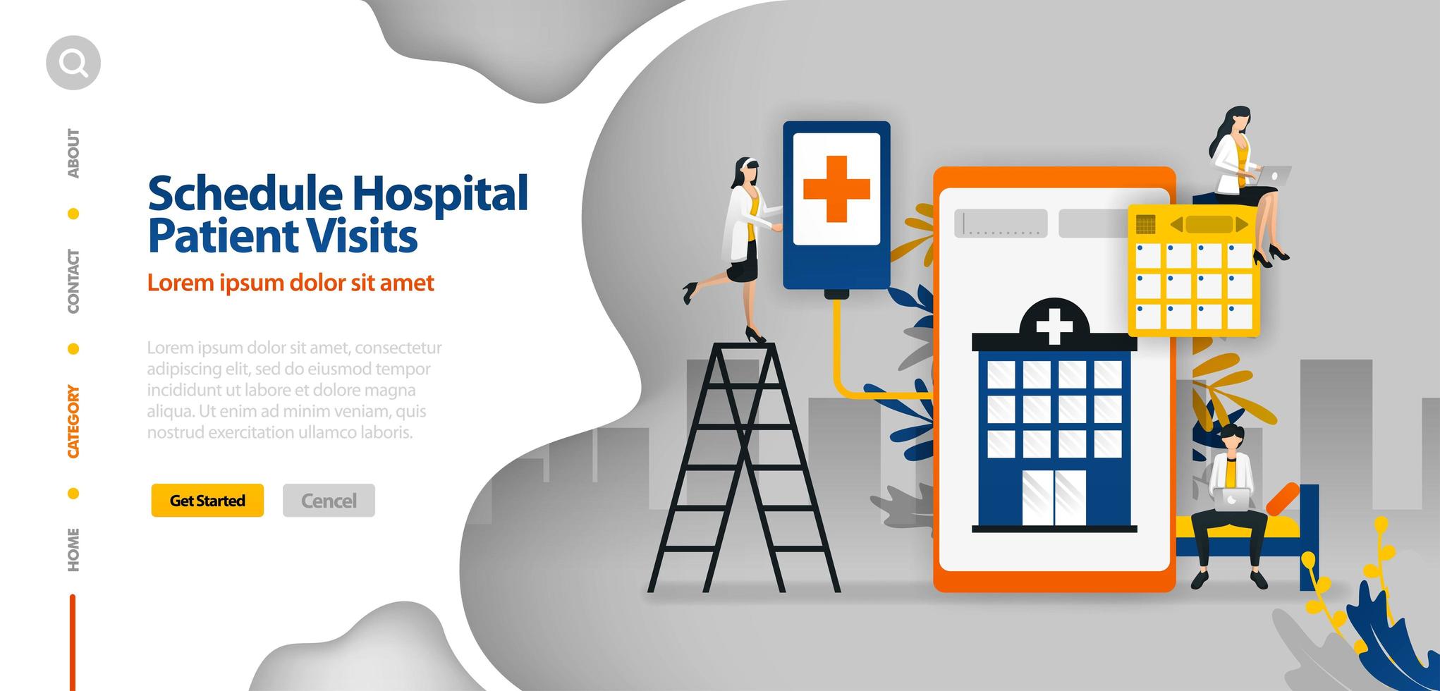 Hospital Patient Visits Schedule, hospital scheduling, hospital planning application. Vector illustration concept can be use for landing page, template, ui ux, web, mobile app, poster, banner, website