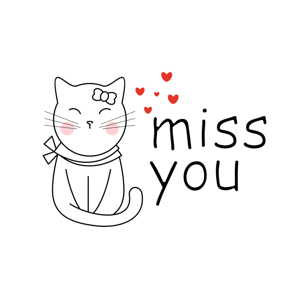 Cat with miss you lettering vector