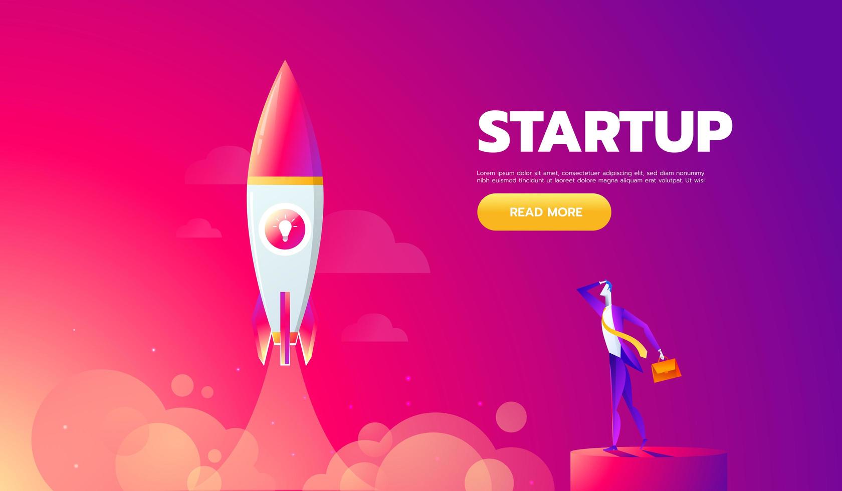 Startup Concept. Rocket launch icon - can be used to illustrate cosmic topics or a business startup, launching of a new company vector