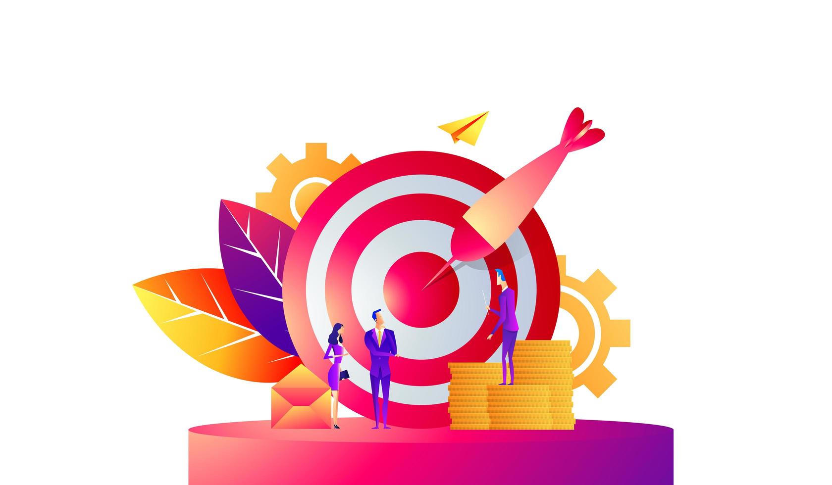 Business concept vector illustration, Target with an arrow, hit the target, goal achievement