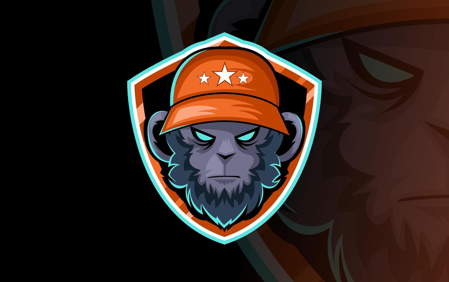 Mascota de cabeza de gorila para club deportivo o equipo. mascota animal. modelo. ilustración vectorial. vector