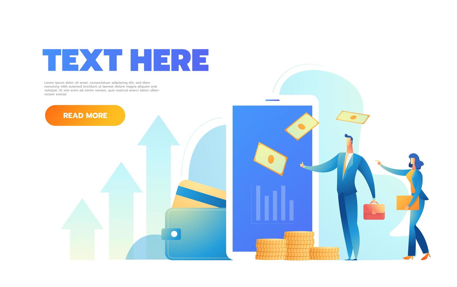 Online Card Payment Concept Landing Page. Easy Payments Banner with Flat People Characters Website Template. Vector illustration