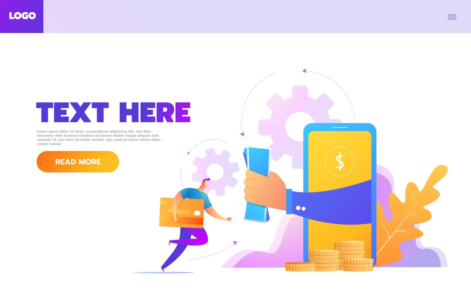 Online shopping person interacts with shop. Landing page template. Flat isometric vector illustration.