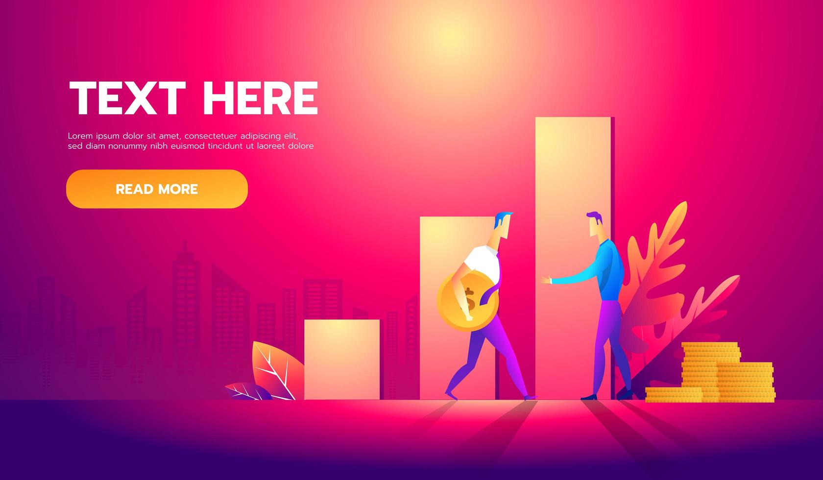 Two business partners reached agreement shaking hands. Successful deal, collaboration, partnership, business meeting concept. Coins and people vector