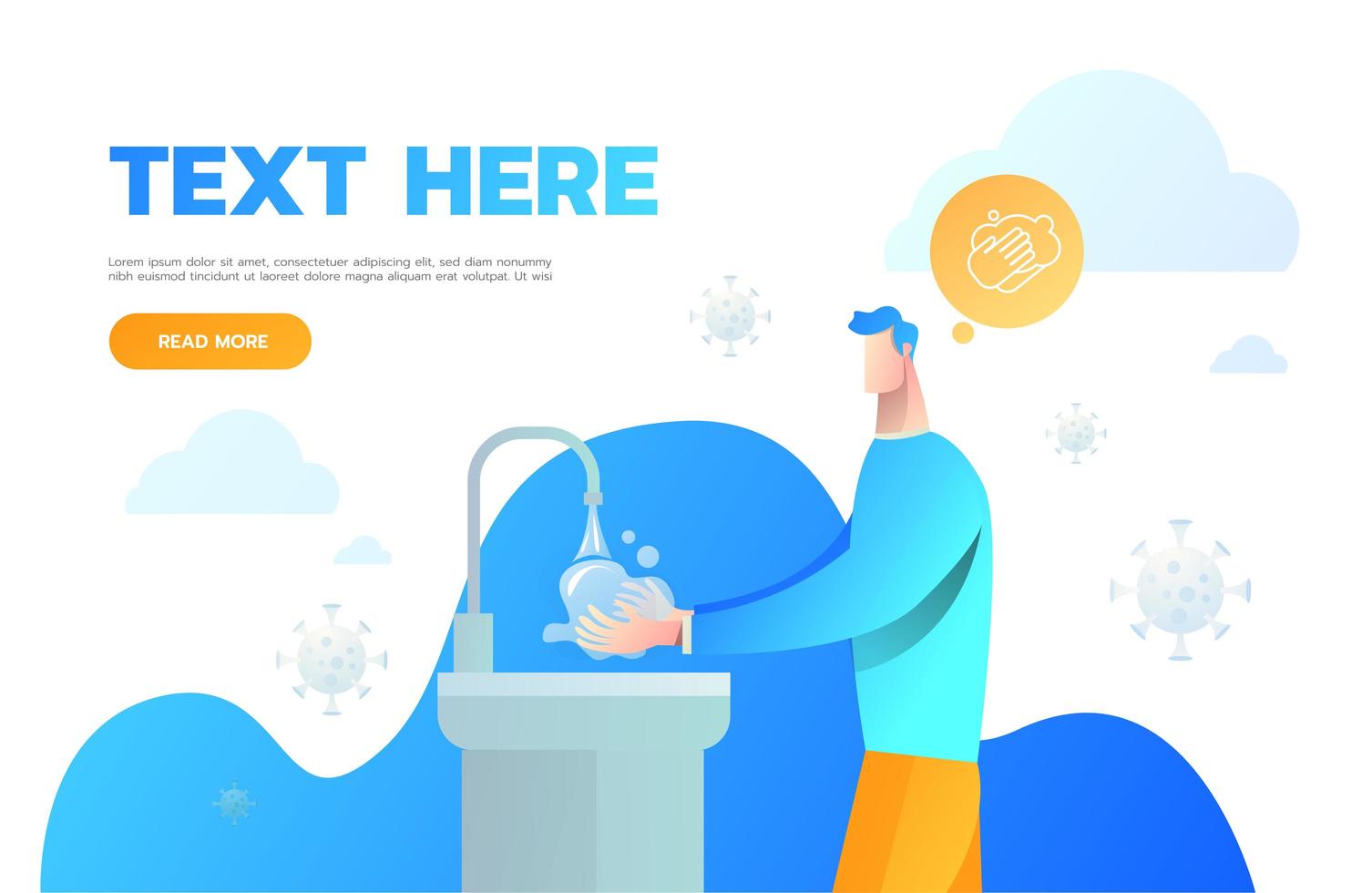 Man washing hand for hygiene. virus attack. man washes his hands. personal hygiene. coronavirus 2019-nCoV vector illustration
