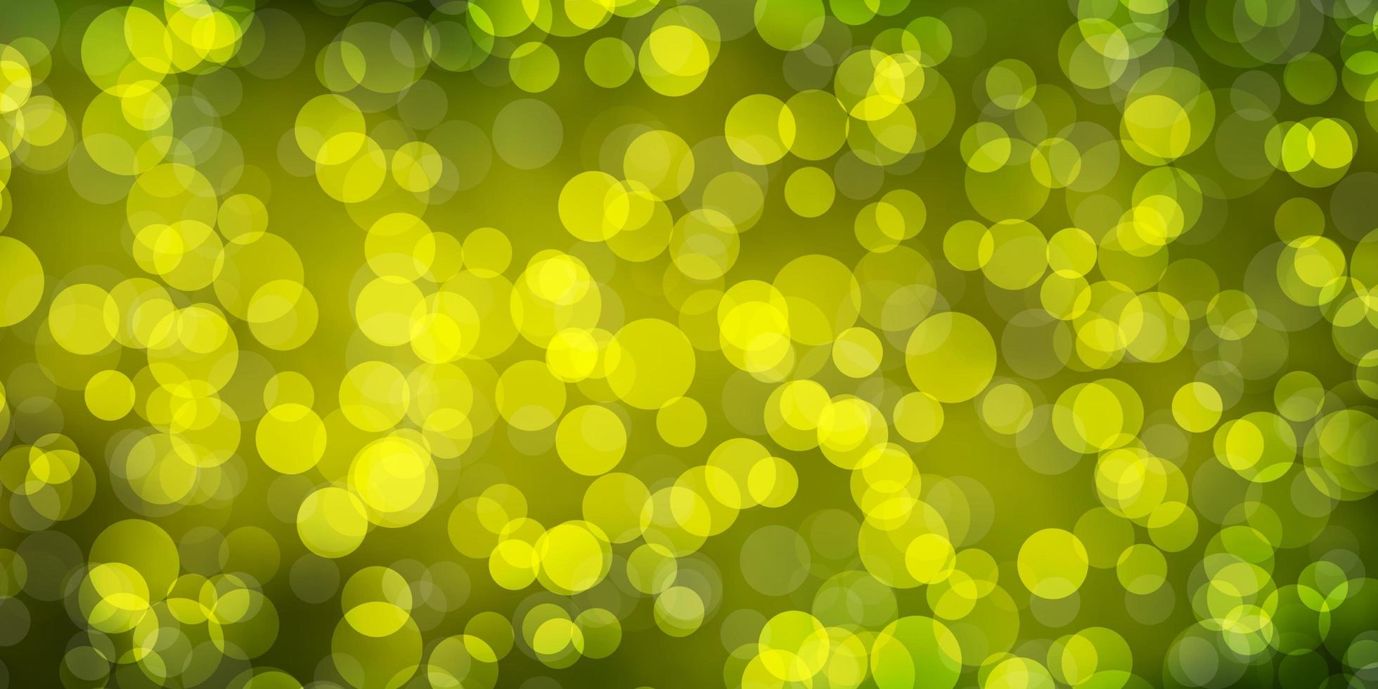 diseño de vector verde claro, amarillo con círculos.