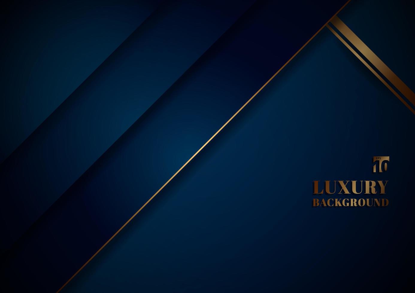 Abstract template with blue geometric diagonals with golden borders on black background vector