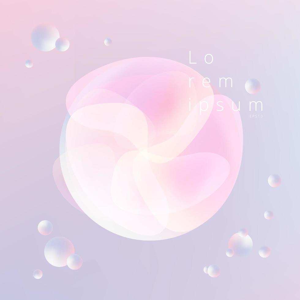 Abstract trendy 3D liquid fluid circles elements blue and pink pastels color beautiful background. vector