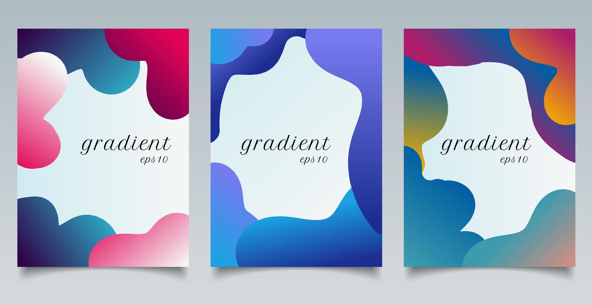 Set of brochure template abstract fluid gradient shape and fun colors pattern background texture. vector