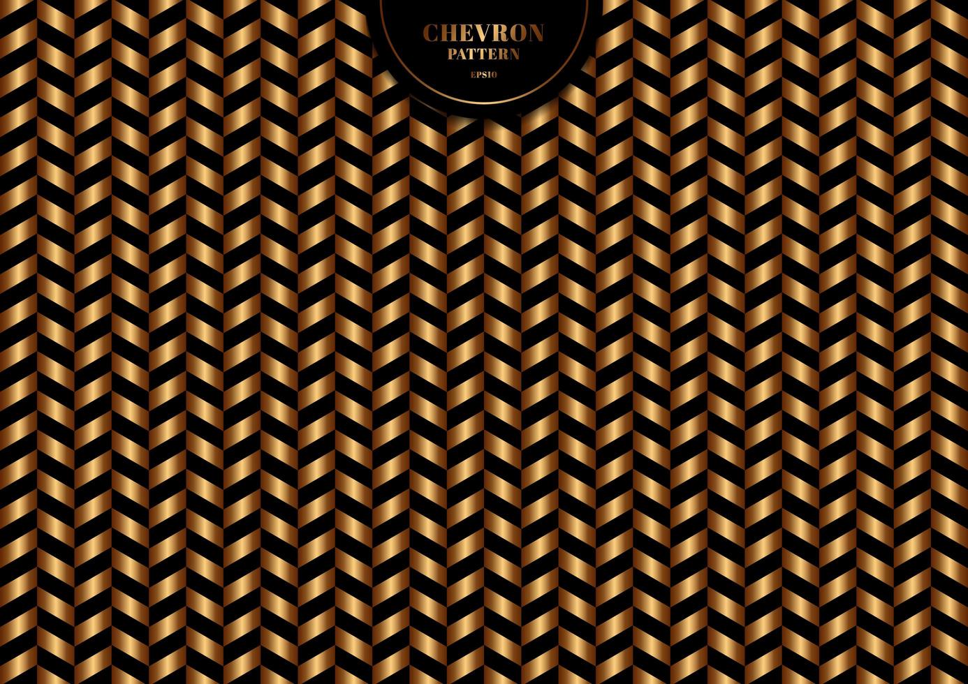Abstract trendy gold chevron pattern on black background and texture. vector