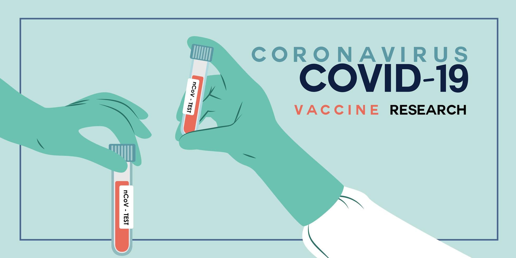 A hand in a medical glove holds the vaccine from coronavirus. vector