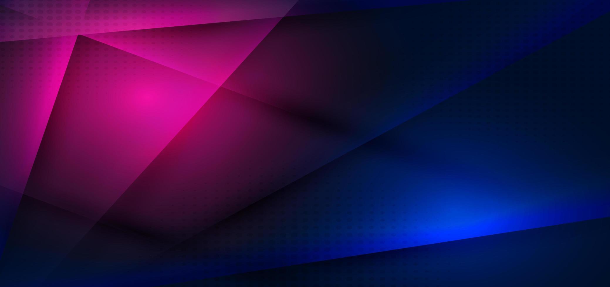 Abstract technology concept triangle blue and pink dark background. vector