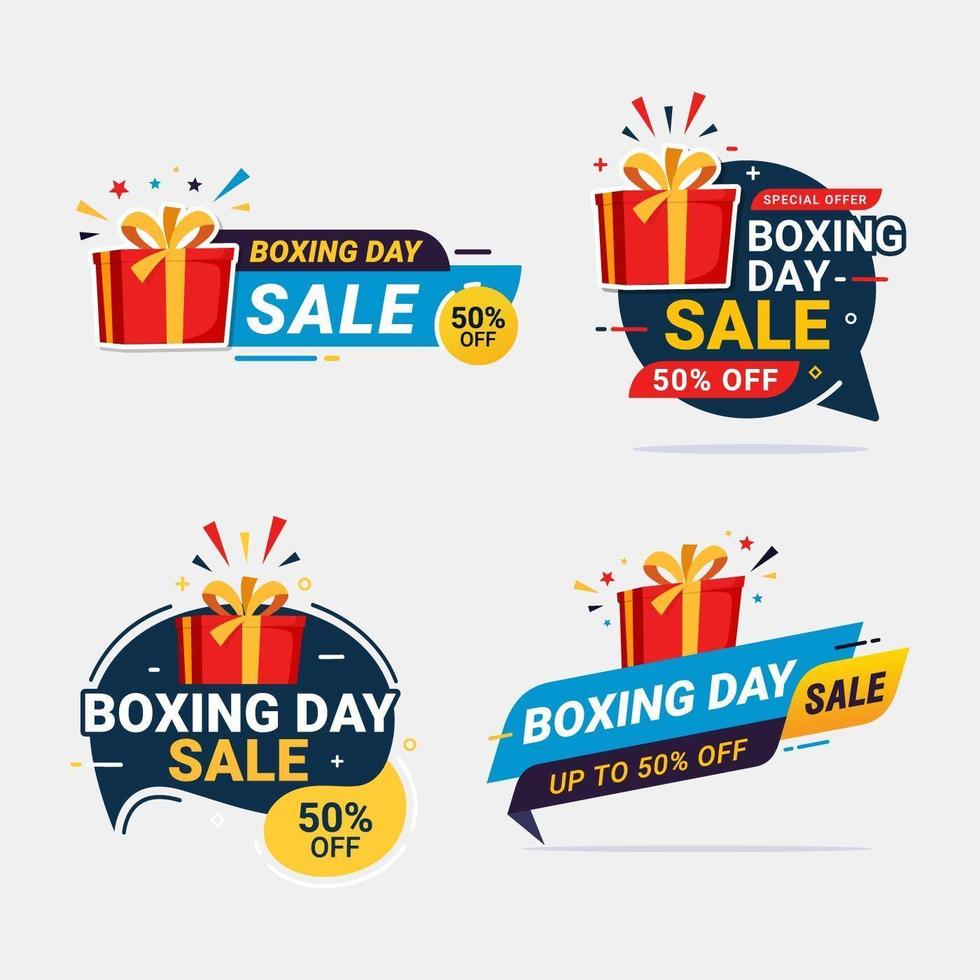 banner de venta de boxing day descuento oferta especial conjunto de etiquetas vector