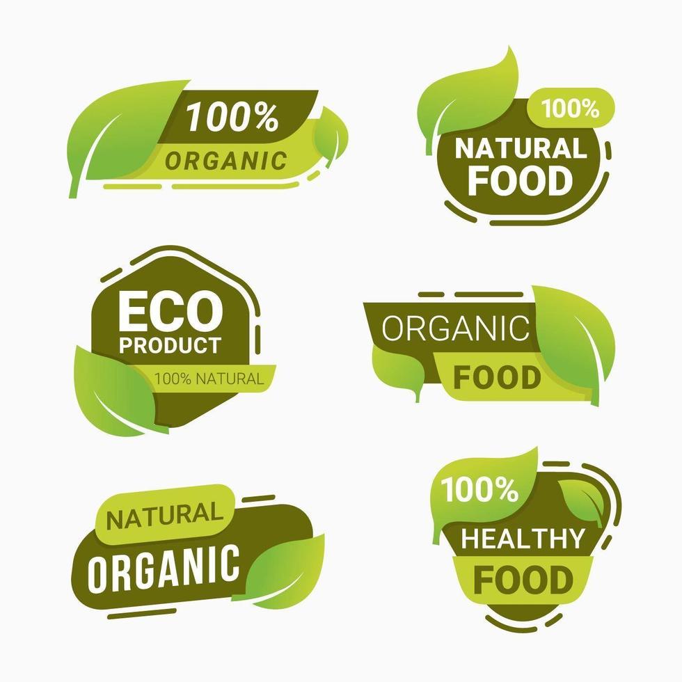 Insignia de producto natural fresco Etiqueta y etiquetas de productos alimenticios vegetarianos saludables vector