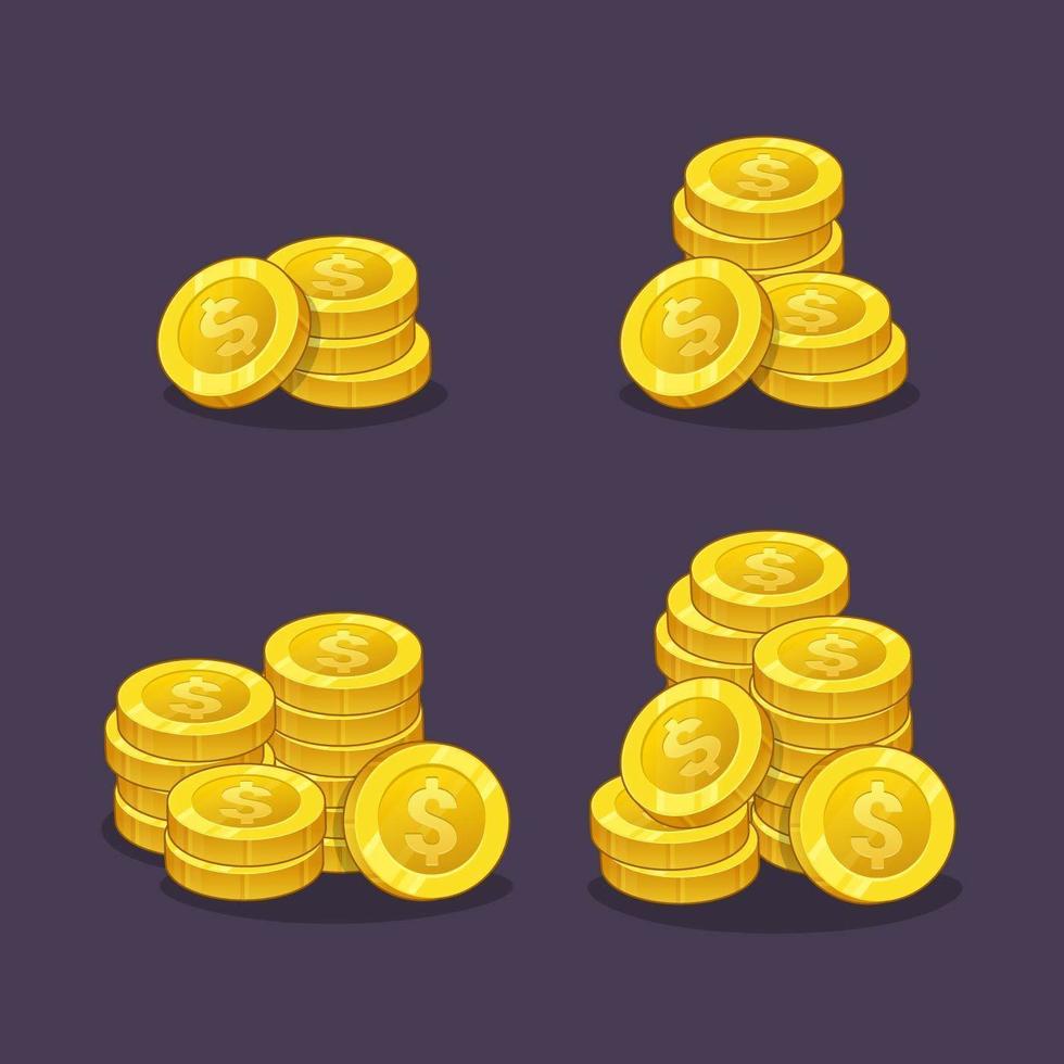 Pila de monedas de oro dinero en efectivo activos ilustración vectorial vector