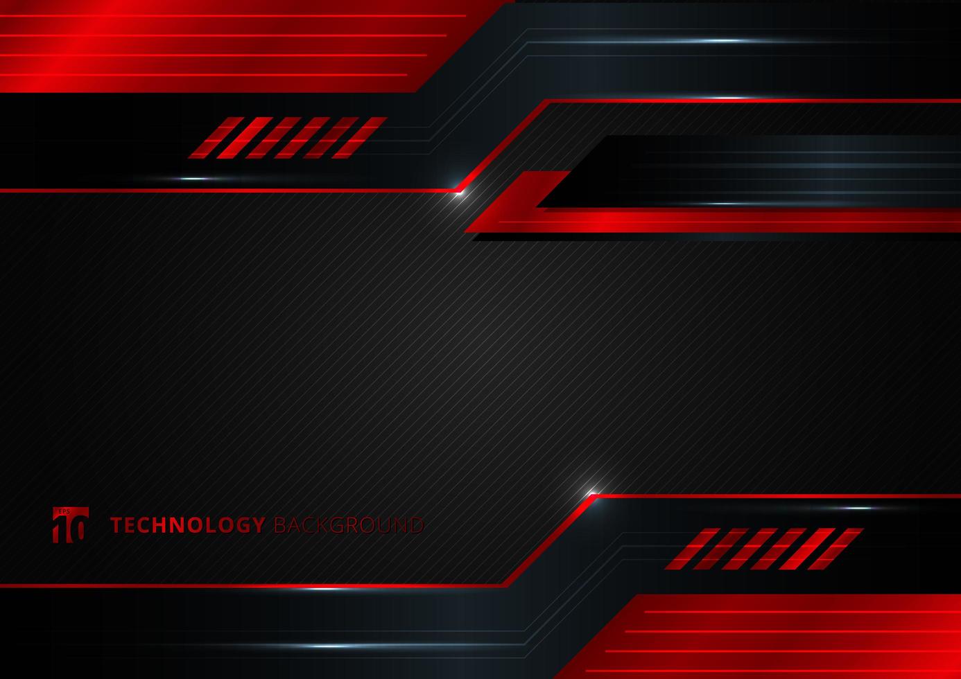 Abstract technology geometric red and black color shiny motion background. vector