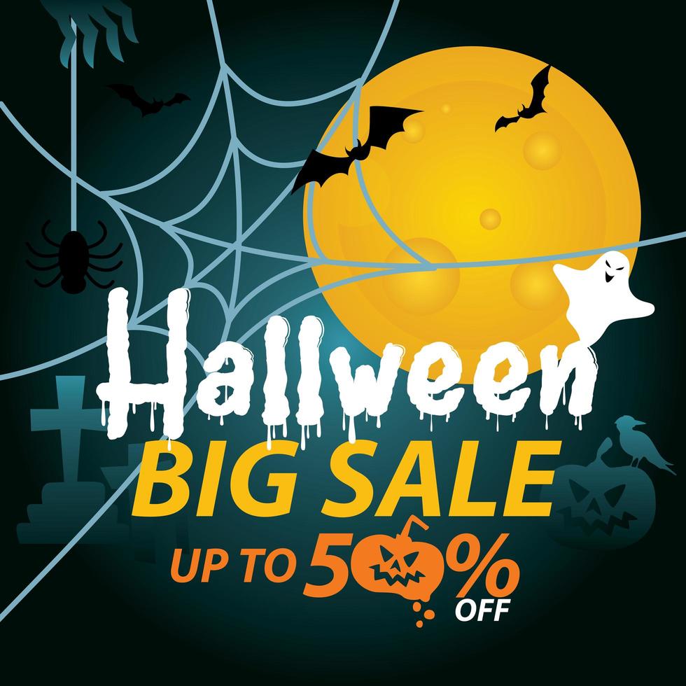 Halloween sale banner advertisement. vector