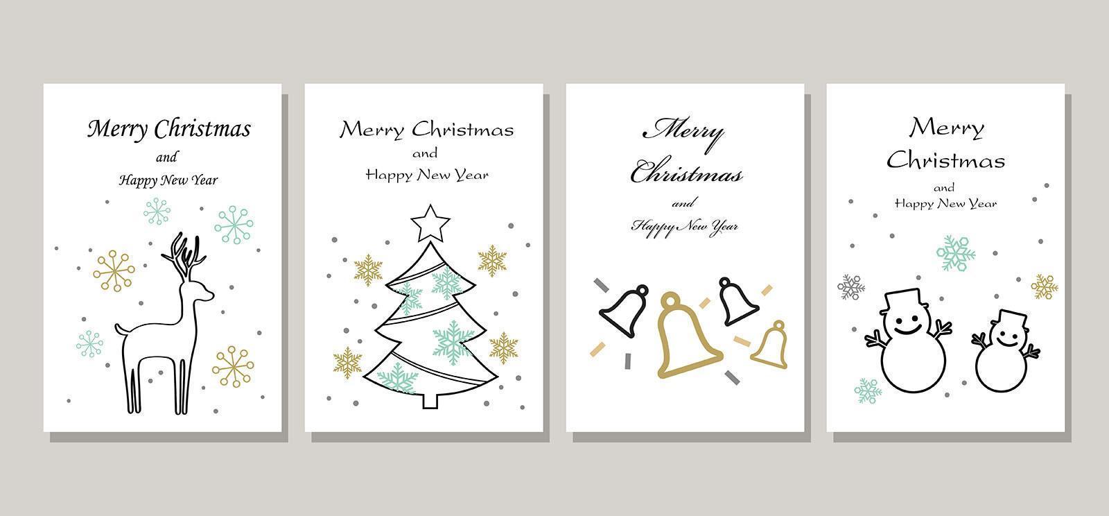 conjunto de tarjetas de Navidad aislado en un fondo gris. vector