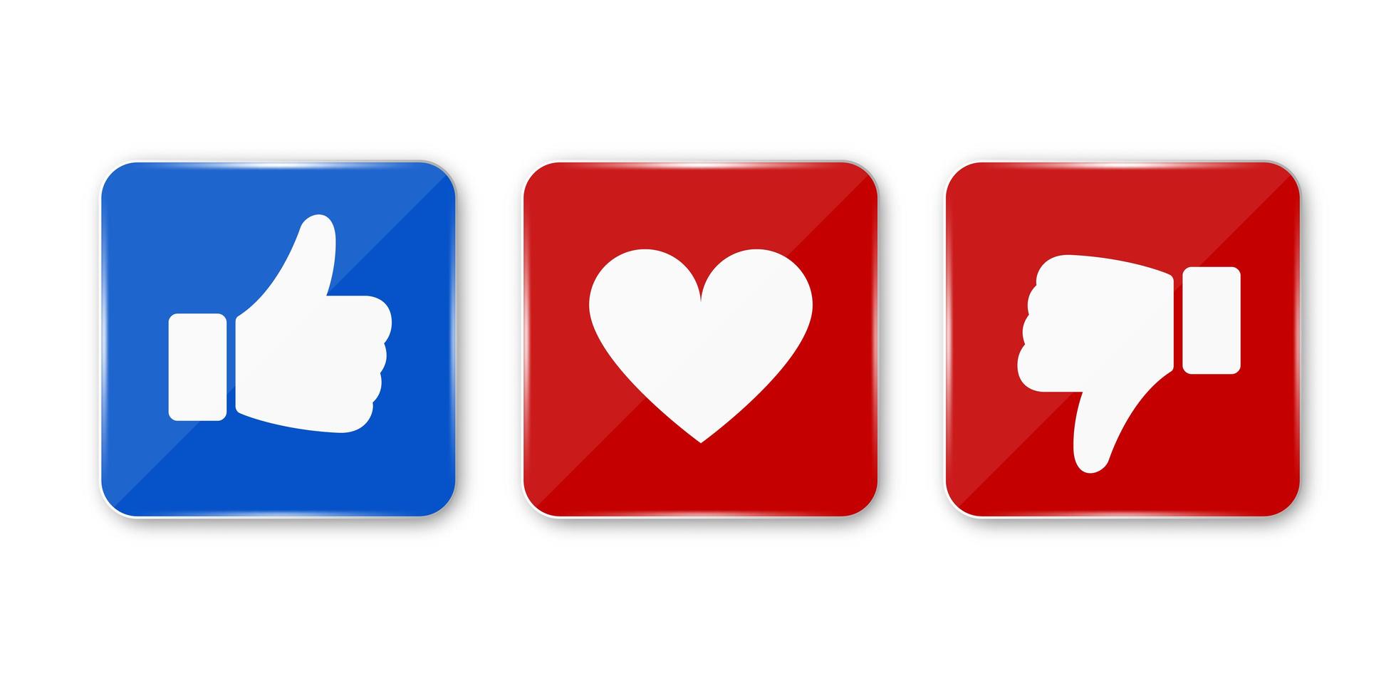 Thumb up, down and heart icon. Vector like, dislike and love icon. Ready like, dislike and love button for website and mobile app.