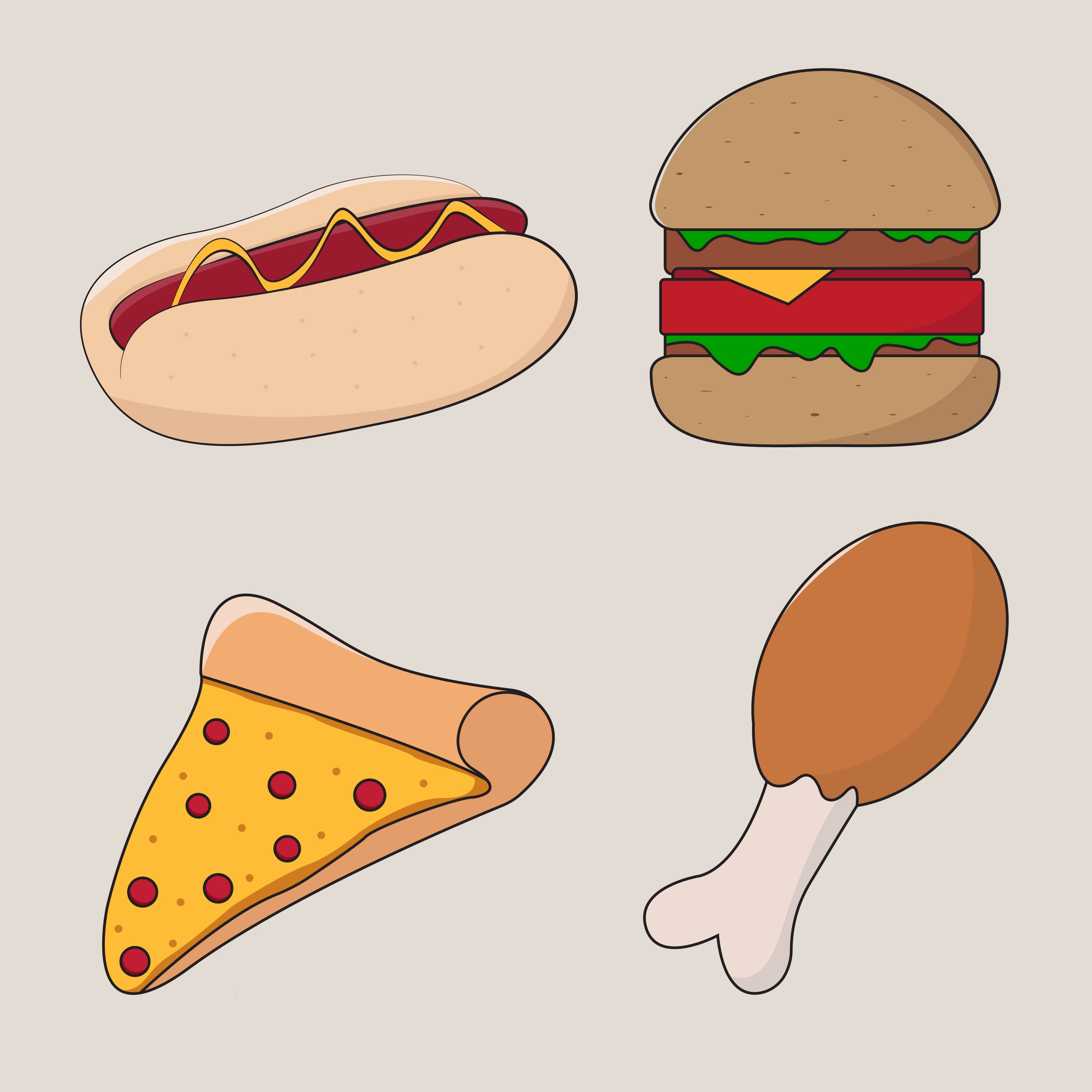 Cartoon of popular junk or fast food 1872943 Vector Art at Vecteezy Cartoon of popular junk or fast food 1872943 Vector Art at Vecteezy