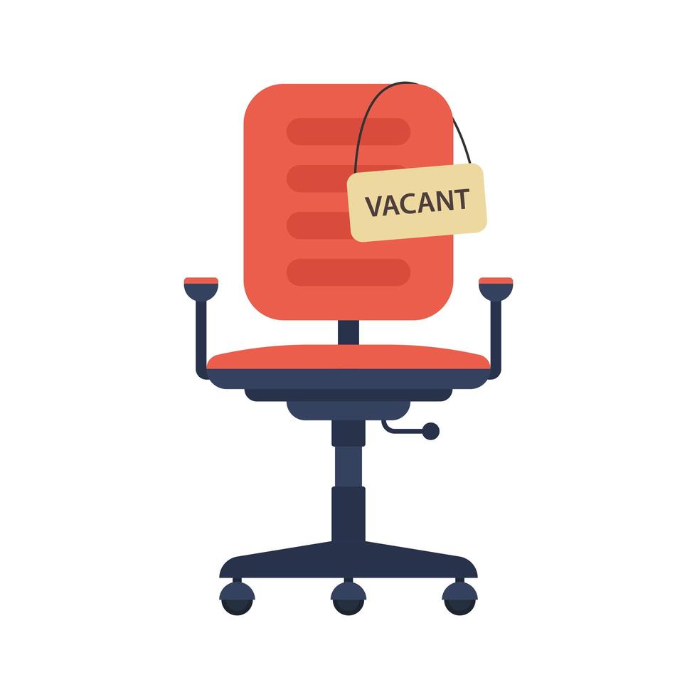 Office chair with vacant sign vector