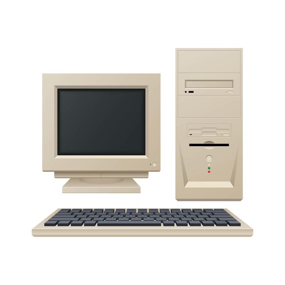 Old vintage computer vector illustration