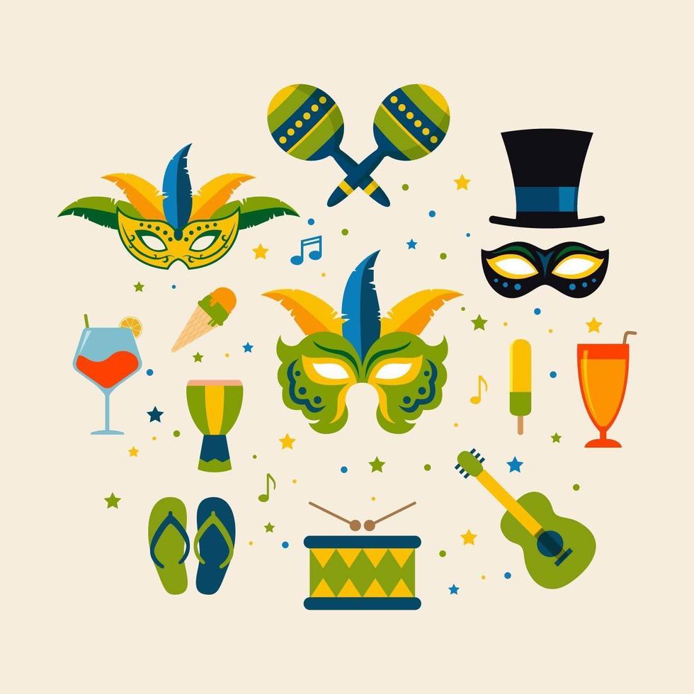 Ilustración de vector de equipo de objeto de carnaval brasileño