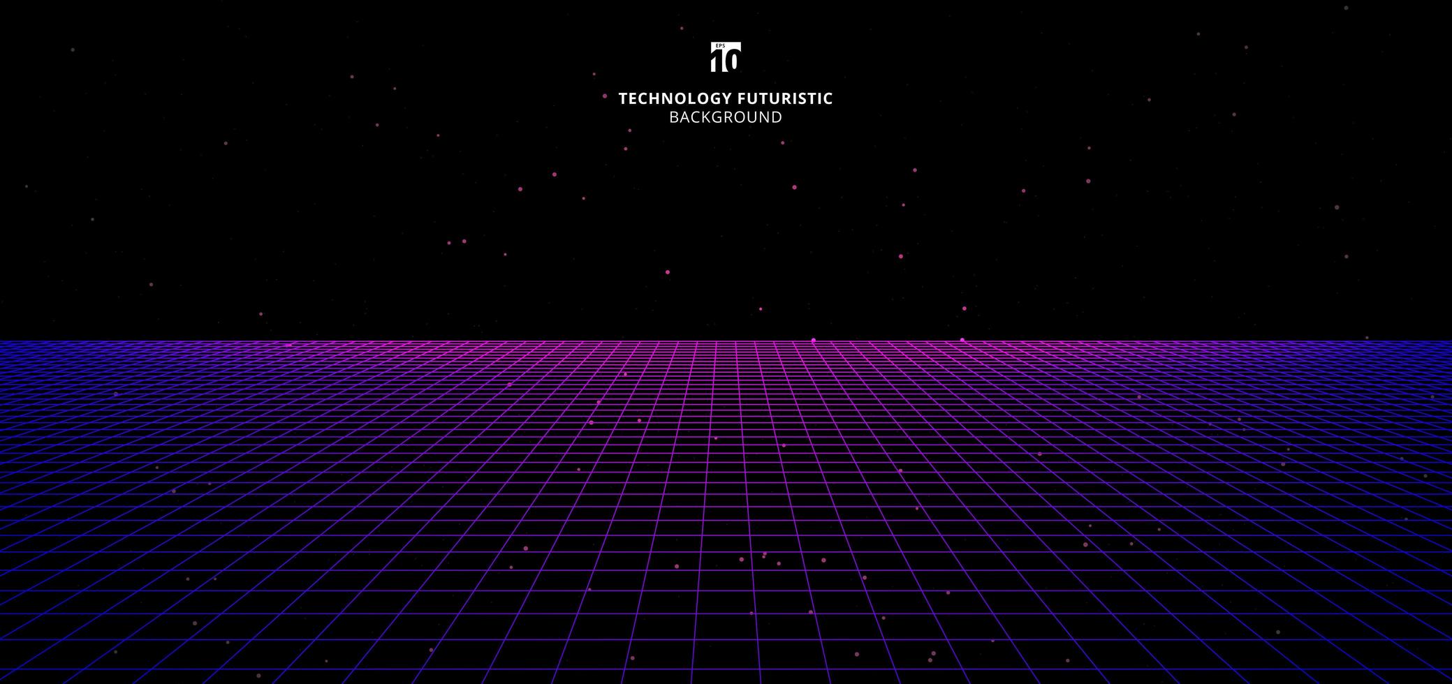 Abstract technology futuristic concept blue and pink grid perspective on black background and lighting vector