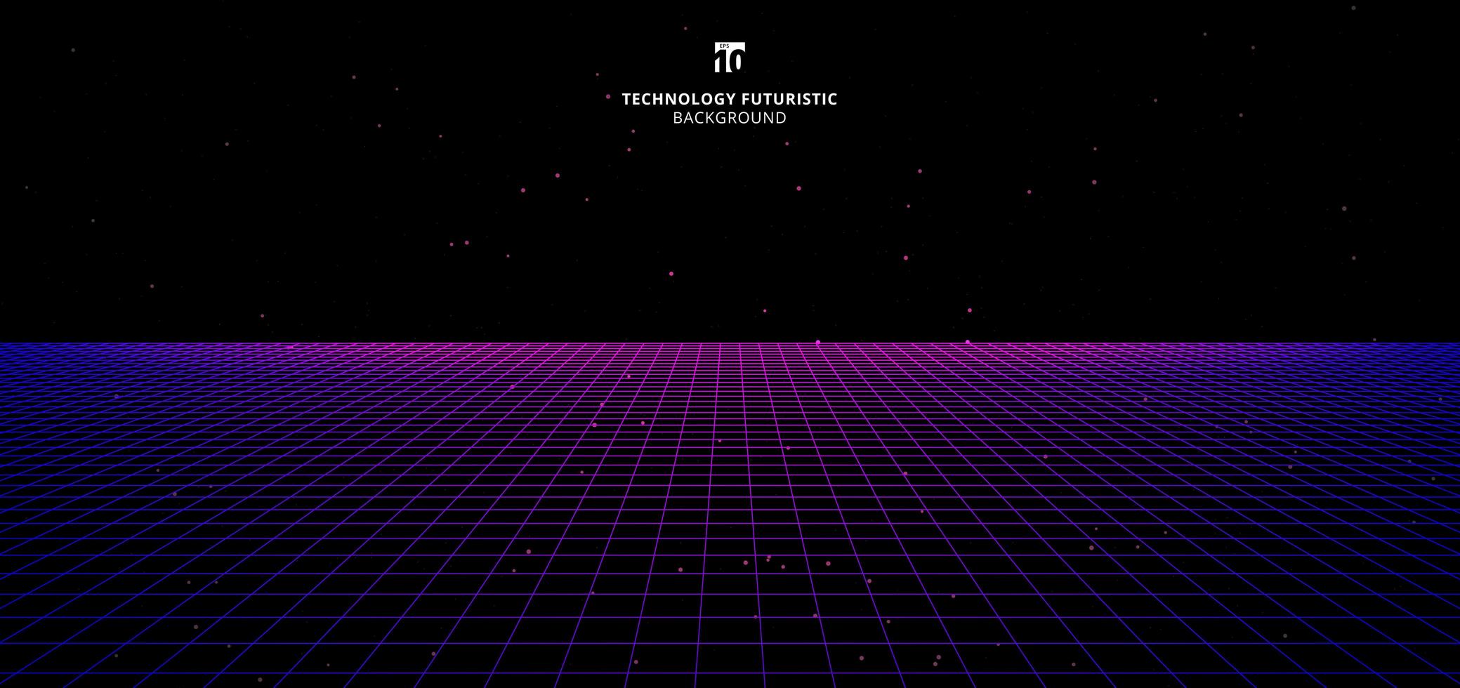 Abstract technology futuristic concept blue and pink grid perspective on black background and lighting vector