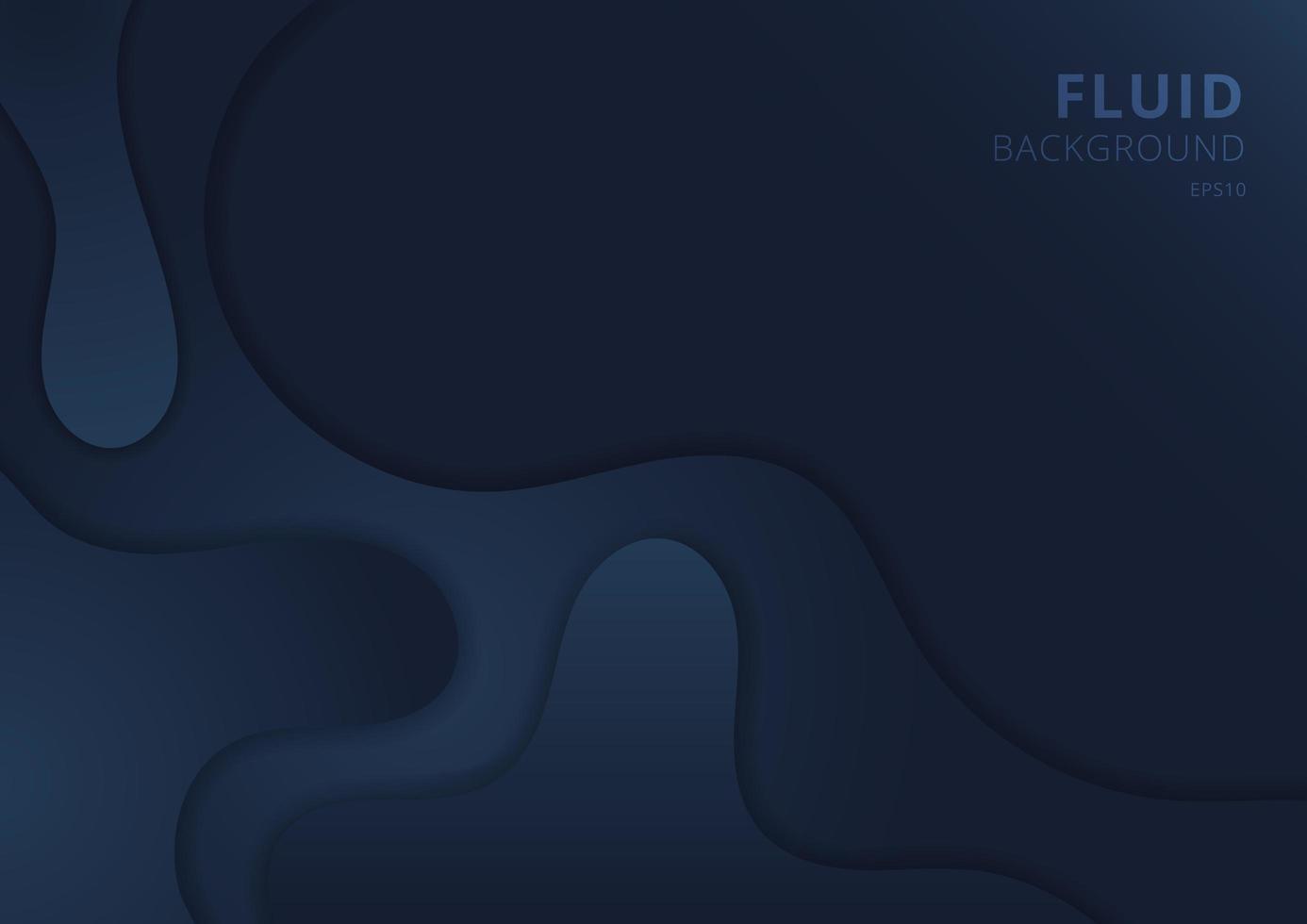 Abstract fluid wave shape dark blue background paper cut style vector